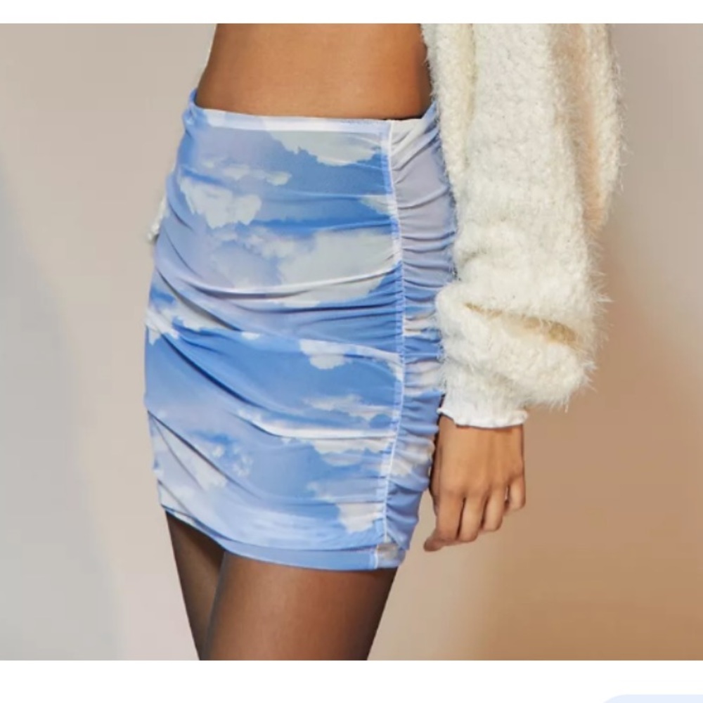 Urban Outfitters blue cloud print pencil skirt.